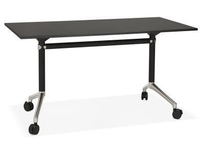 Birou negru cu roti Neves 140x70 cm blat reglabil, pal melaminat / baza neagra si crom, OT00830BL - Kokoon [1]
