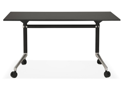 Birou negru cu roti Neves 140x70 cm blat reglabil, pal melaminat / baza neagra si crom, OT00830BL - Kokoon [10]