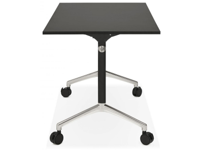 Birou negru cu roti Neves 140x70 cm blat reglabil, pal melaminat / baza neagra si crom, OT00830BL - Kokoon [3]