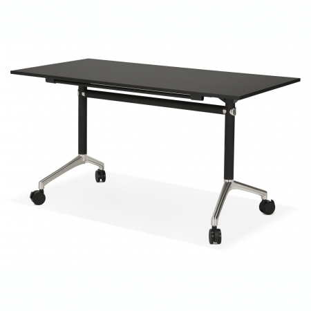 Birouri si mese - Birou negru cu roti Neves 140x70 cm blat reglabil, pal melaminat / baza neagra si crom, OT00830BL - Kokoon