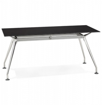 Birou managerial negru Bullet 160x80 cm blat sticla securizata, picioare otel crom, OT00340BL - Kokoon [5]