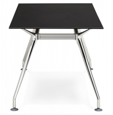 Birou managerial negru Bullet 160x80 cm blat sticla securizata, picioare otel crom, OT00340BL - Kokoon [1]