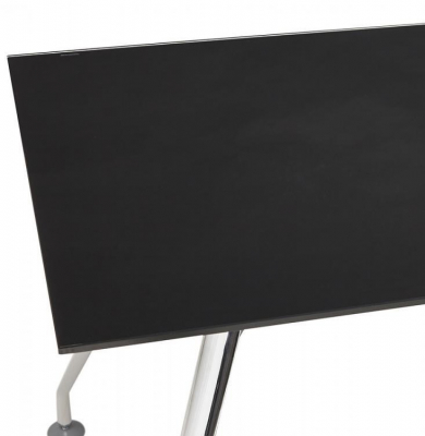 Birou managerial negru Bullet 160x80 cm blat sticla securizata, picioare otel crom, OT00340BL - Kokoon [2]