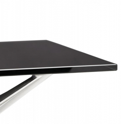 Birou managerial negru Bullet 160x80 cm blat sticla securizata, picioare otel crom, OT00340BL - Kokoon [3]