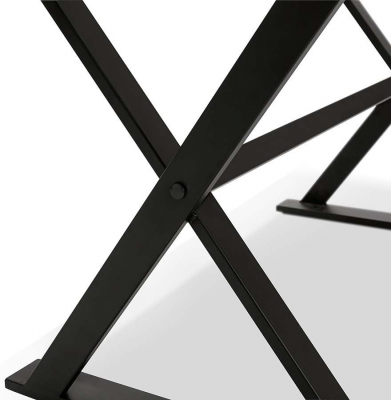 Birou premium Xenia 180x90 cm MDF furnir natural nuc, picioare negre metal forma X, stil industrial, OT00670WA - Kokoon [4]