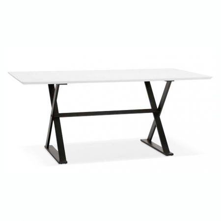 Birouri si mese - Birou premium alb Xenia 180x90 cm MDF alb, picioare negre metal forma X, stil industrial, OT00650WH - Kokoon