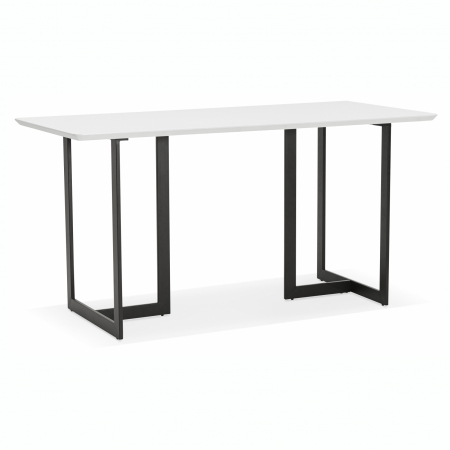 Birouri si mese - Birou premium MDF alb Maral 150x70 cm, picioare negre metal, stil modern, OT00710WH - Kokoon