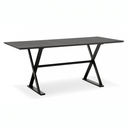 Birouri si mese - Birou premium negru Xenia 180x90 cm MDF textura lemn, picioare negre forma X, stil industrial, OT00660BL - Kokoon