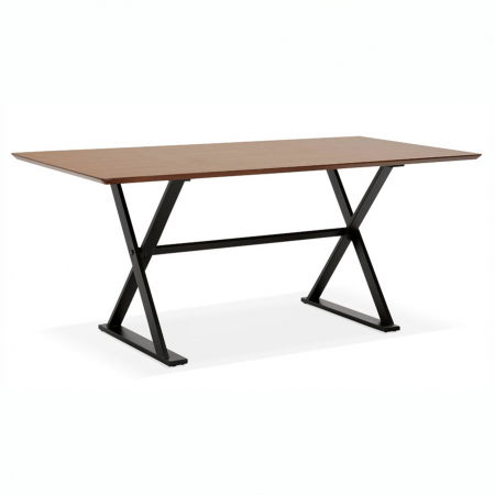 Birouri si mese - Birou premium Xenia 180x90 cm MDF furnir natural nuc, picioare negre metal forma X, stil industrial, OT00670WA - Kokoon