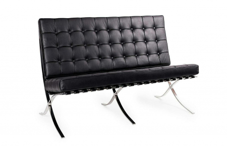 Canapele - Canapea 2 locuri BARCELON PRESTIGE PLUS - piele naturala italiana/ otel, T03-2.BLACK.PP - King