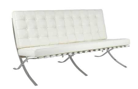 Canapele - Canapea Barcelon 180x75x85 cm, Piele Naturală Alb Crom - King Home