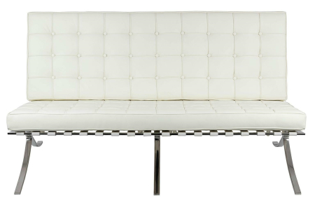 Canapea Barcelon 180x75x85 cm, Piele Naturală Alb Crom - King Home [1]