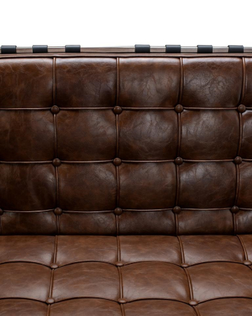 Canapea Barcelon Vintage 150x75x75 cm, Piele Naturală Maro Ciocolatiu Lucios - Modesto Design [5]