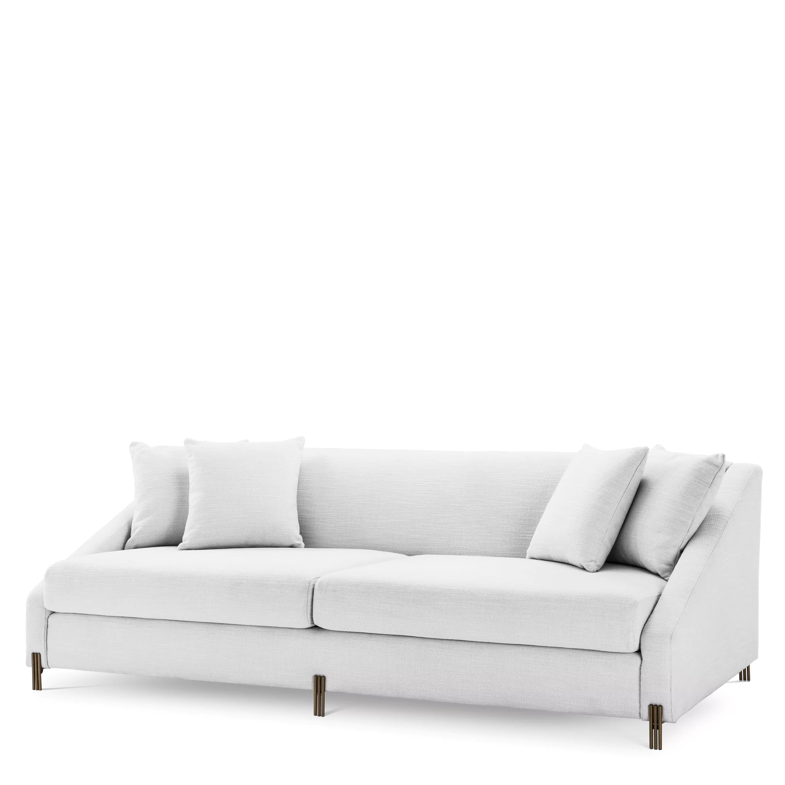 Canapele - Canapea Candice, Alb/Gri 223x94xh73 cm, picioare aurii, cu lemn de pin si arcuri metalice | Eichholtz - 113228