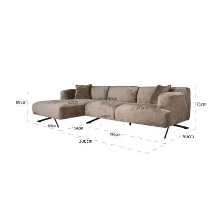 Canapea Donovan 3 locuri + lounge stânga (Bergen 104 taupe chenille), S5138 TAUPE CHENILLE - Richmond Interiors [4]