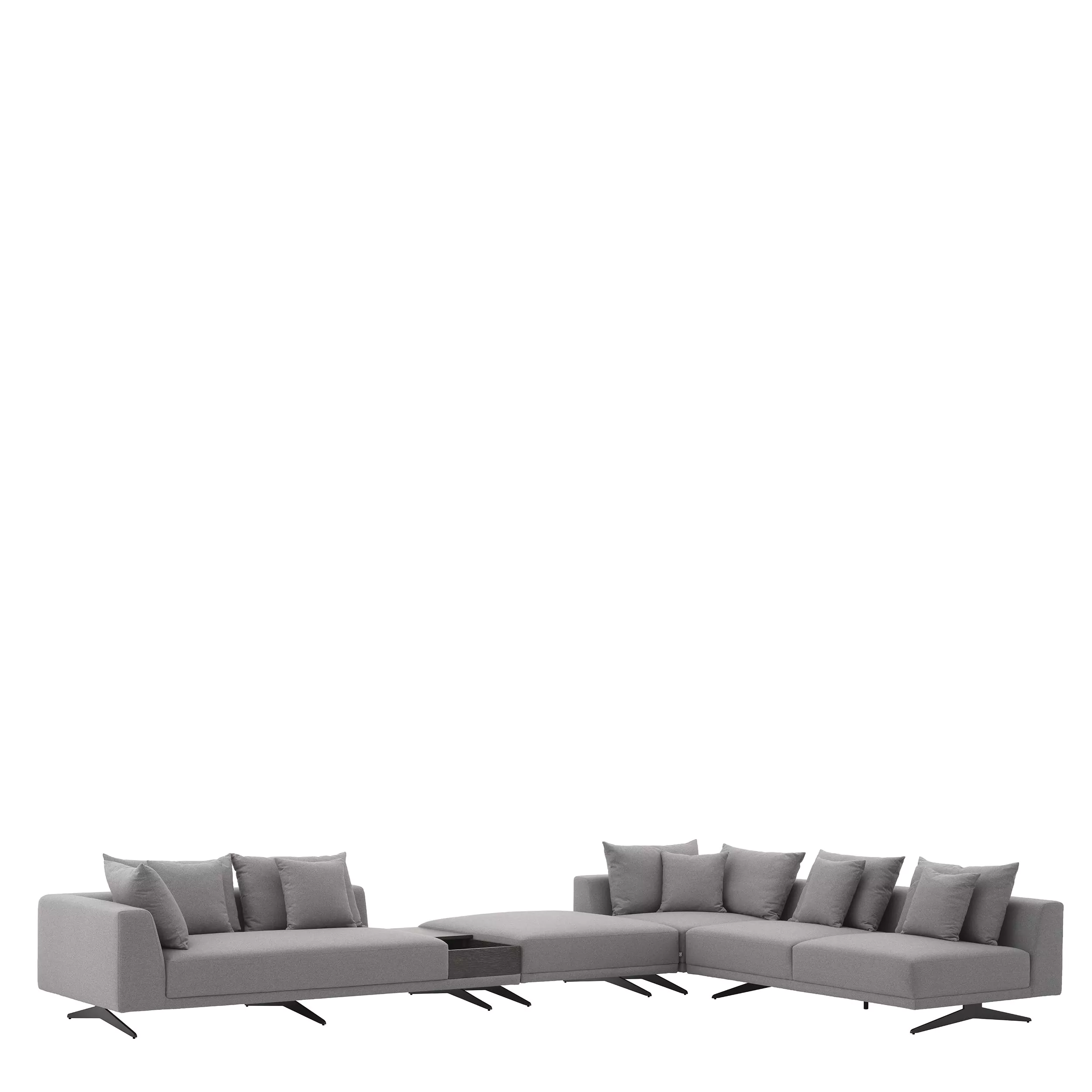 Canapea Endless, Gri/ Nisip/ Alb 340x292xh64 cm, picioare negre, cu lemn de pin si arcuri metalice | Eichholtz - 114824 [10]