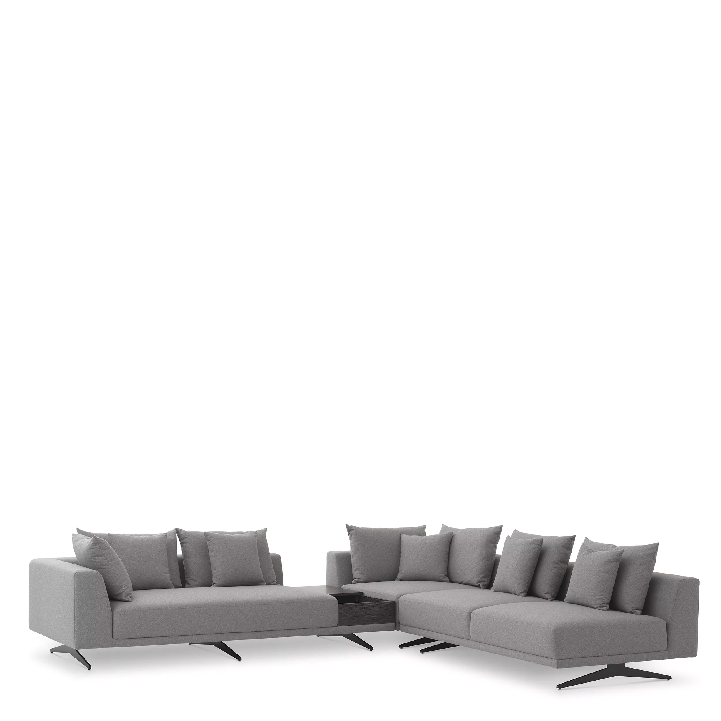 Canapea Endless, Gri/ Nisip/ Alb 340x292xh64 cm, picioare negre, cu lemn de pin si arcuri metalice | Eichholtz - 114824 [5]