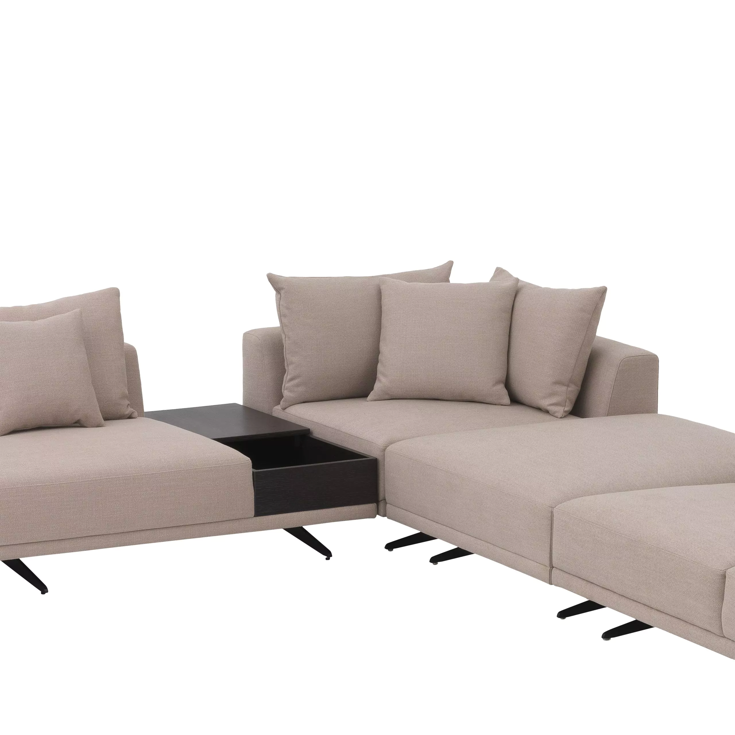 Canapea Endless, Gri/ Nisip/ Alb 340x292xh64 cm, picioare negre, cu lemn de pin si arcuri metalice | Eichholtz - 114824 [4]