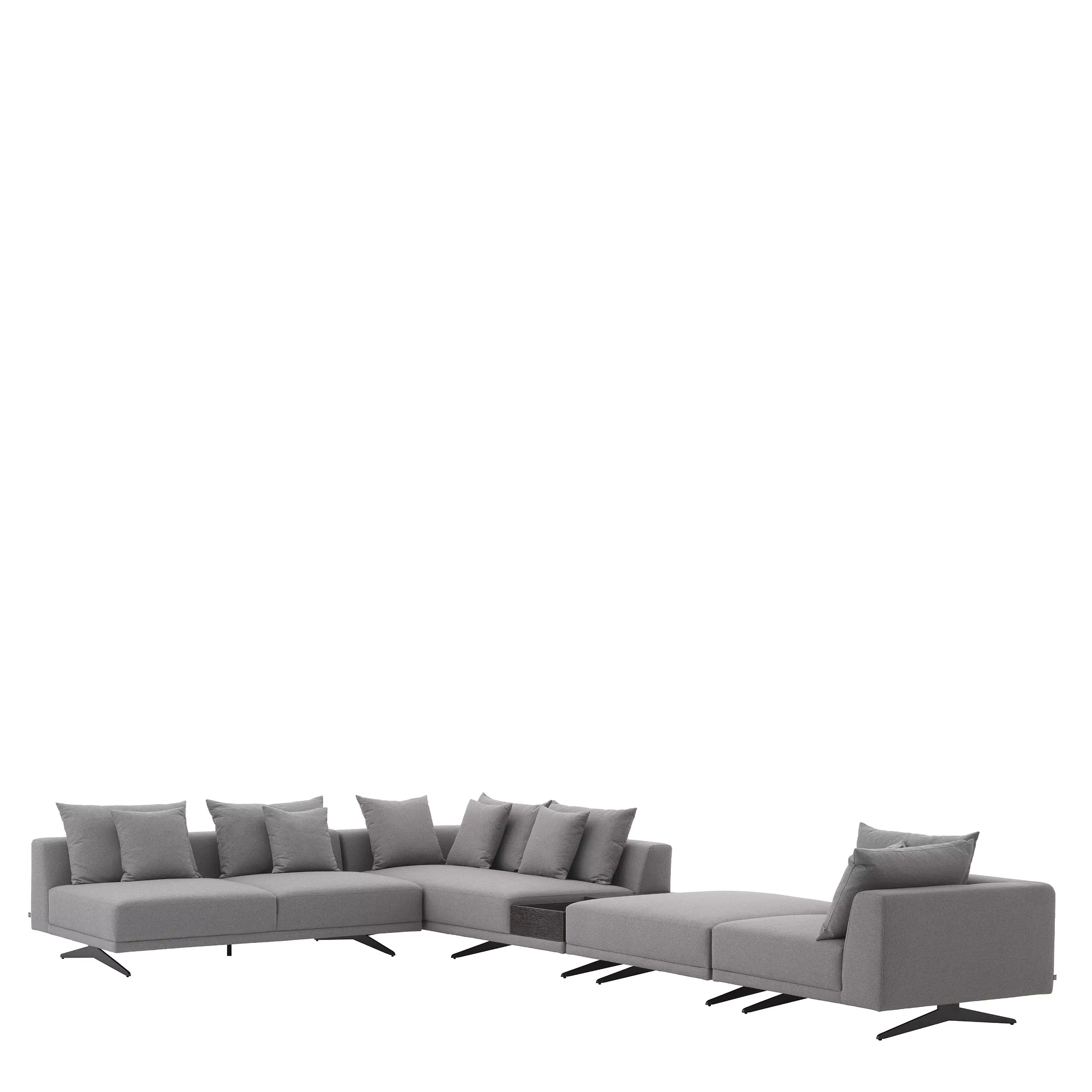 Canapea Endless, Gri/ Nisip/ Alb 340x292xh64 cm, picioare negre, cu lemn de pin si arcuri metalice | Eichholtz - 114824 [9]