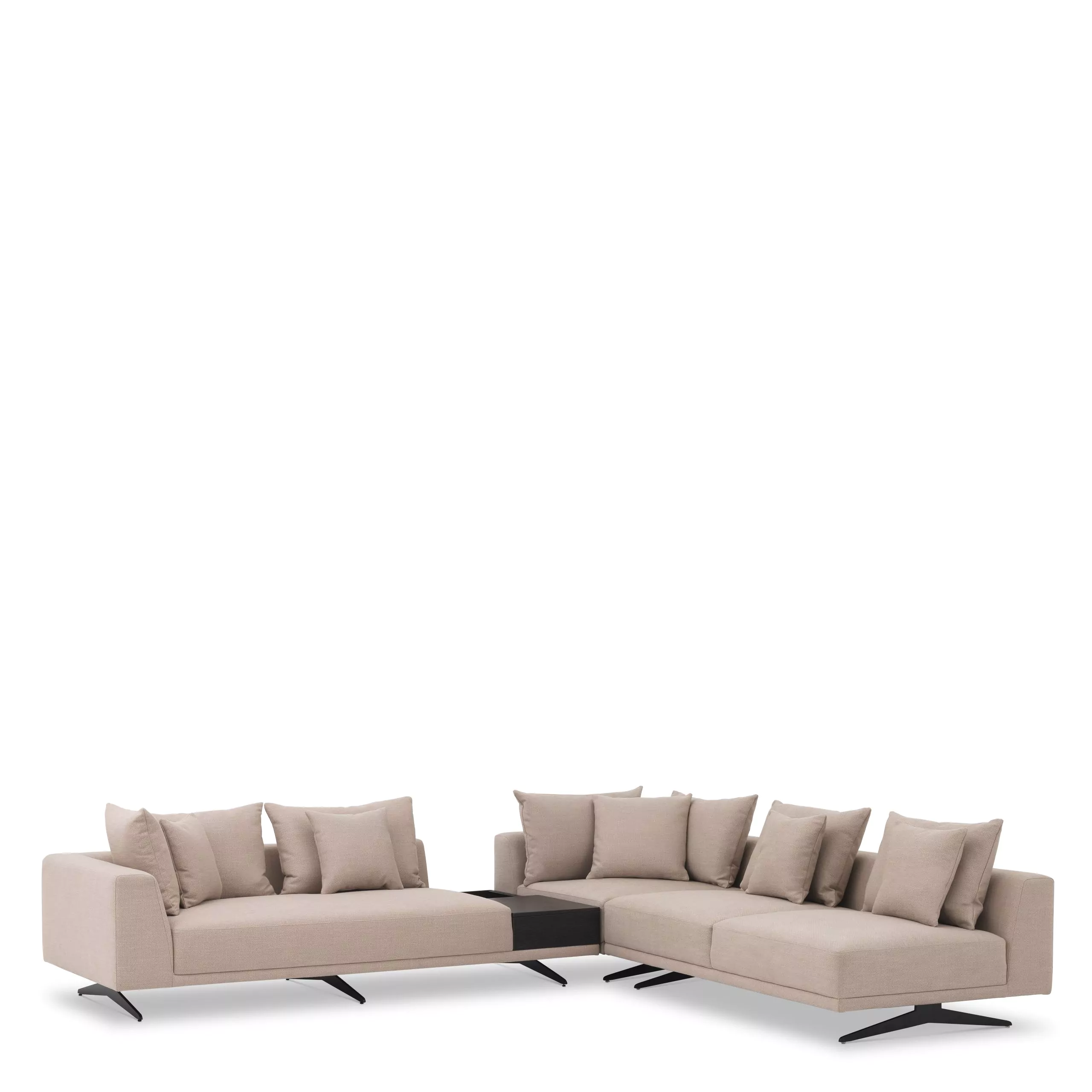Canapele - Canapea Endless, Gri/ Nisip/ Alb 340x292xh64 cm, picioare negre, cu lemn de pin si arcuri metalice | Eichholtz - 114824