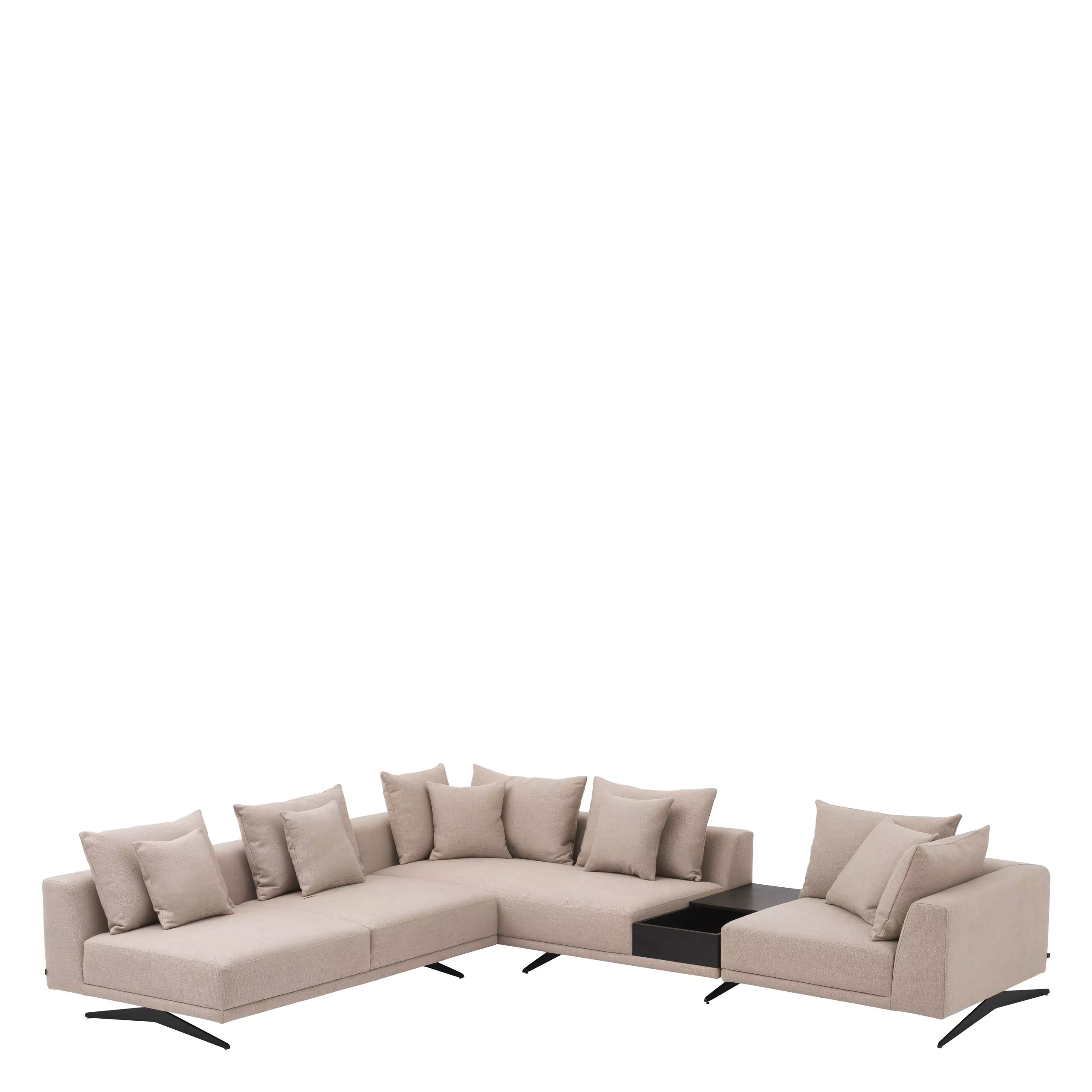 Canapea Endless, Gri/ Nisip/ Alb 340x292xh64 cm, picioare negre, cu lemn de pin si arcuri metalice | Eichholtz - 114824 [2]