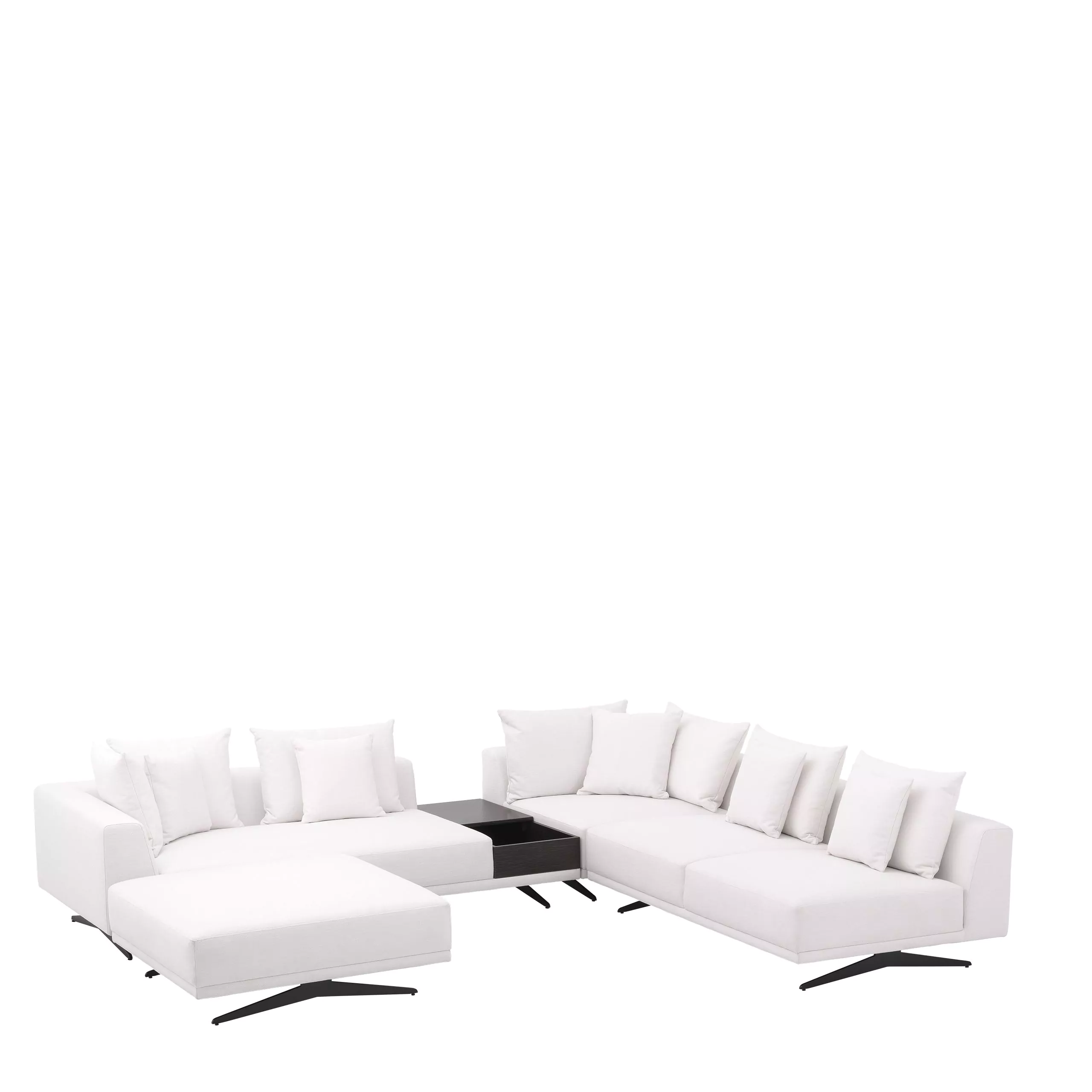 Canapea Endless, Gri/ Nisip/ Alb 340x292xh64 cm, picioare negre, cu lemn de pin si arcuri metalice | Eichholtz - 114824 [17]