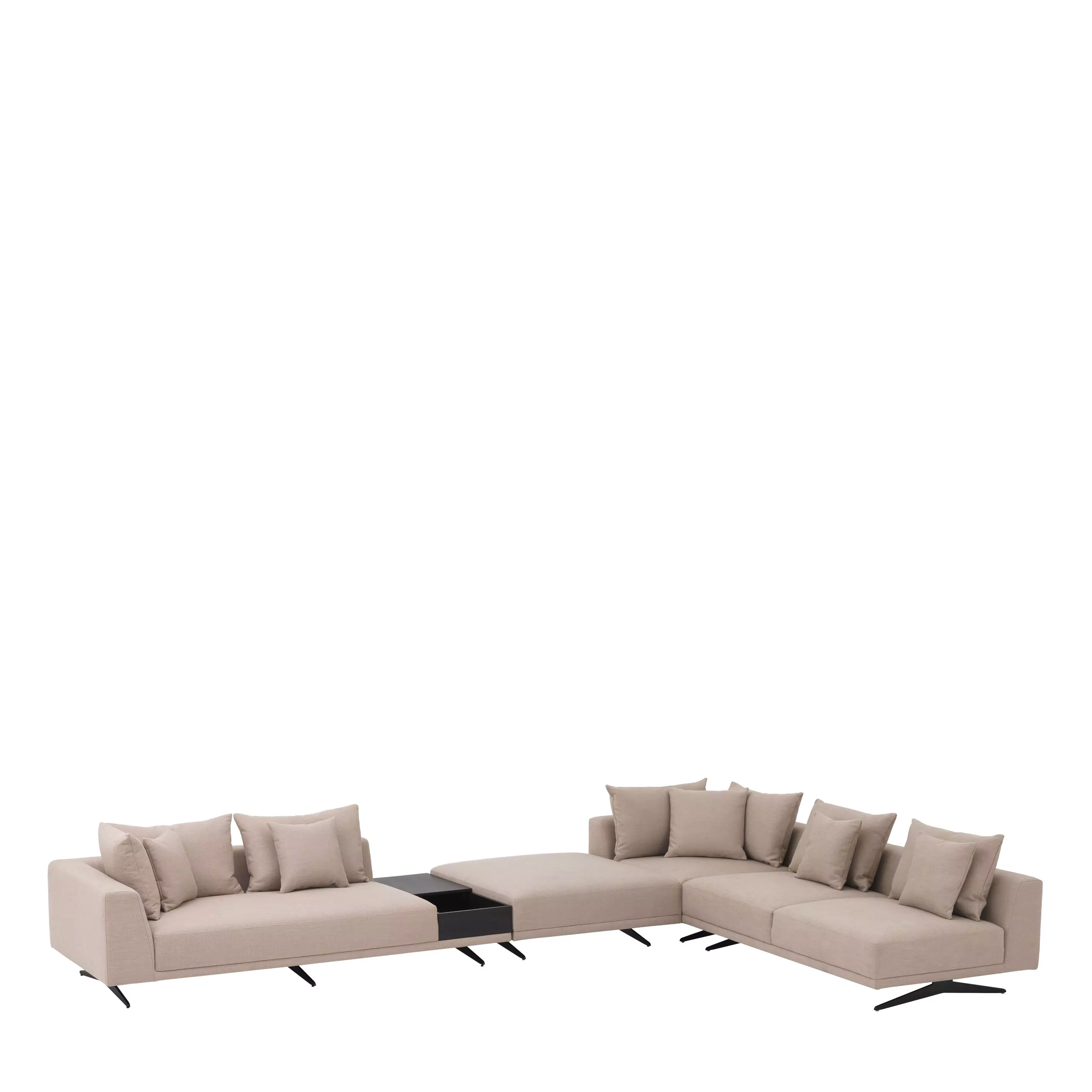 Canapea Endless, Gri/ Nisip/ Alb 340x292xh64 cm, picioare negre, cu lemn de pin si arcuri metalice | Eichholtz - 114824 [3]