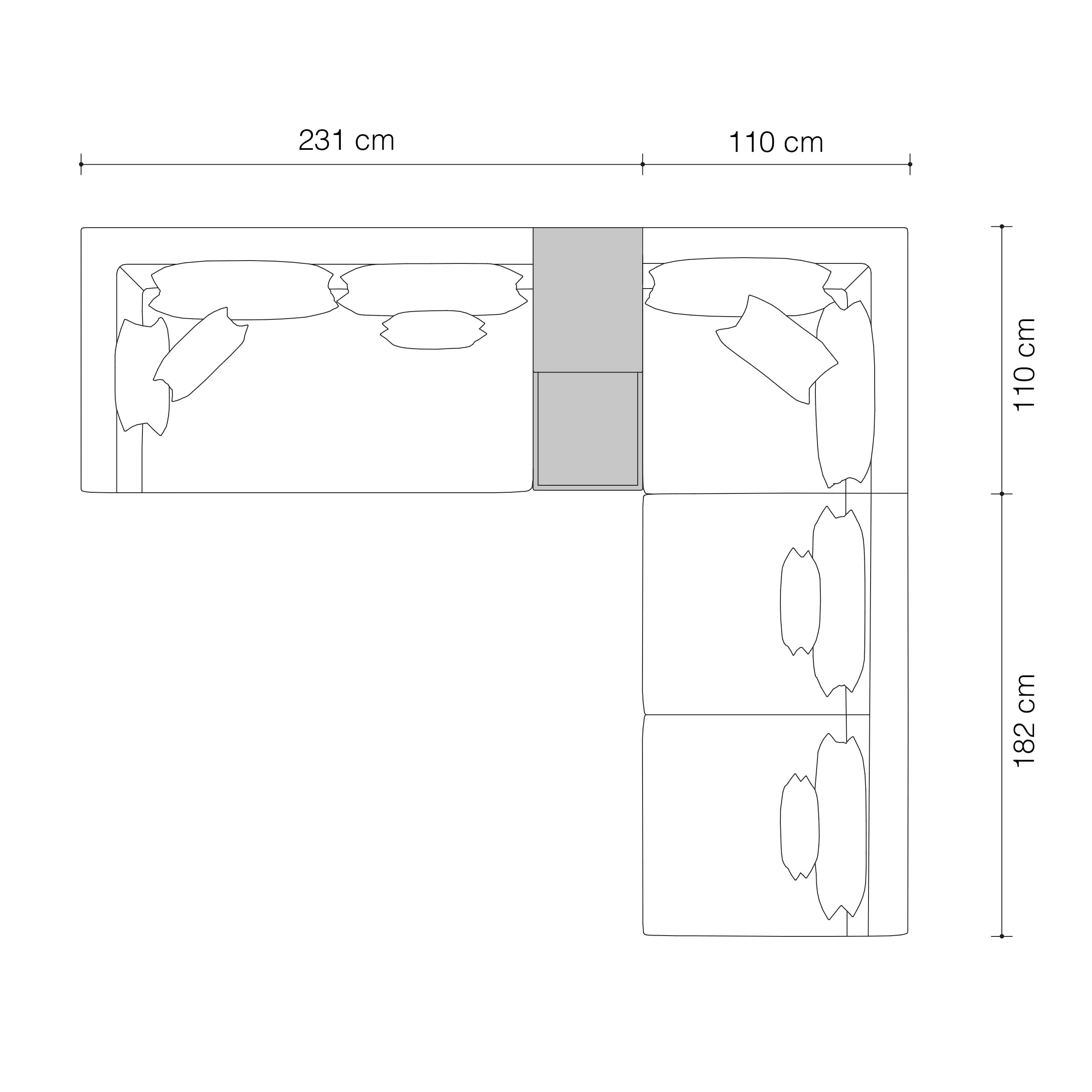 Canapea Endless, Gri/ Nisip/ Alb 340x292xh64 cm, picioare negre, cu lemn de pin si arcuri metalice | Eichholtz - 114824 [19]
