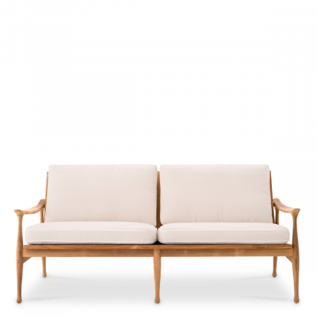   Canapea exterioară Manzo din tec natural flores alb-off inclusiv perne 117149 EICHHOLTZ [2]
