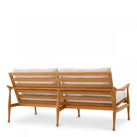   Canapea exterioară Manzo din tec natural flores alb-off inclusiv perne 117149 EICHHOLTZ [4]