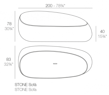 Canapea exterior iluminare LED Stone, diverse finisaje, 200x83x78 cm, design modern, 55005 - Vondom [8]