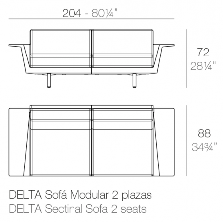 Canapea exterior in L pe stanga, cu 5 locuri+masa premium Delta, 342x266x72 cm, 76021-8012 - Vondom [1]