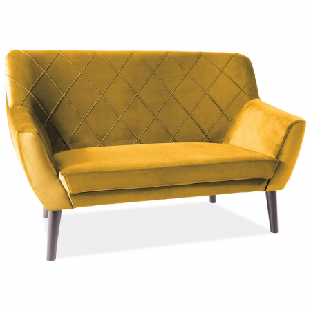 Canapea fixa cu 2 locuri catifea diverse culori Mideo 136x75 cm, picioare lemn, KIER2V14W - Signal [3]