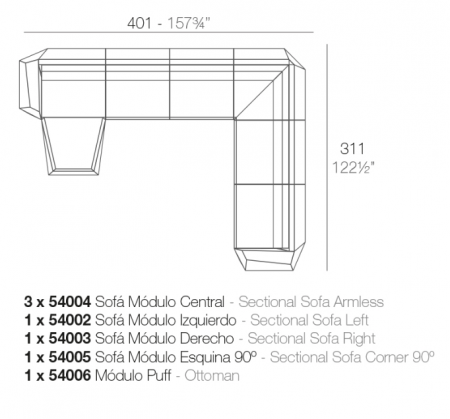 Canapea modulara premium Faz pentru exterior, 401x221 cm, FAZ MODULAR - Vondom [8]
