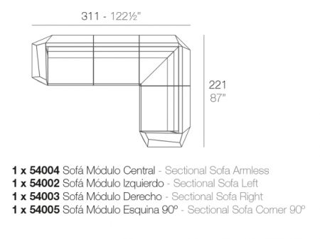 Canapea modulara premium Faz pentru exterior, 401x221 cm, FAZ MODULAR - Vondom [7]