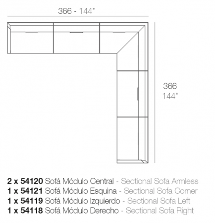 Canapea modulara premium Frame pentru exterior, 366x246 cm, FRAME MODULAR - Vondom [4]