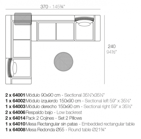 Canapea modulara premium Kes pentru exterior, 390x90 cm, KES MODULAR - Vondom [4]