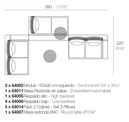 Canapea modulara premium Kes pentru exterior, 390x90 cm, KES MODULAR - Vondom [2]