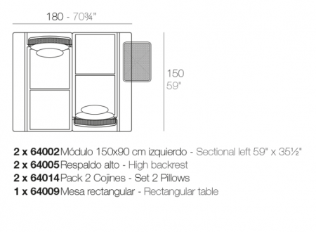 Canapea modulara premium Kes pentru exterior, 390x90 cm, KES MODULAR - Vondom [6]
