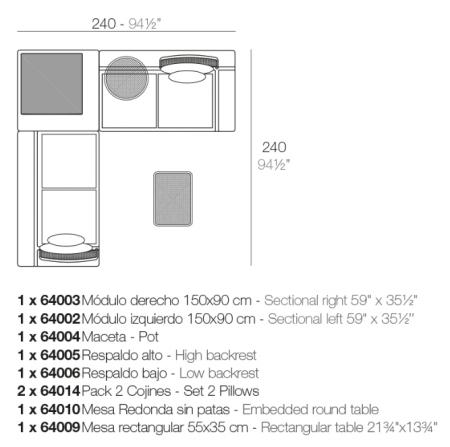 Canapea modulara premium Kes pentru exterior, 390x90 cm, KES MODULAR - Vondom [7]