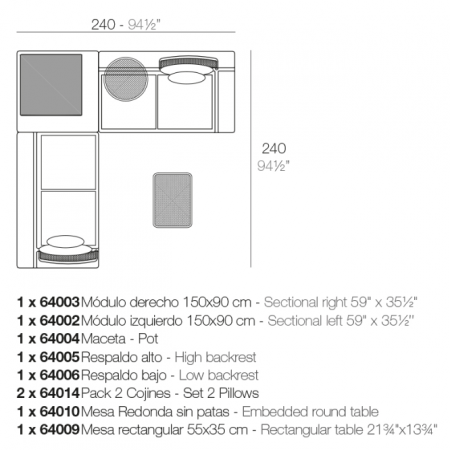 Canapea modulara premium Kes pentru exterior, 390x90 cm, KES MODULAR - Vondom [3]