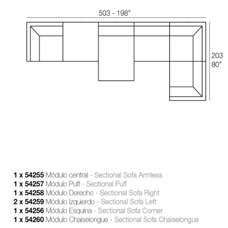 Canapea modulara premium Pixel pentru exterior, 303x101 cm, PIXEL MODULAR - Vondom [3]