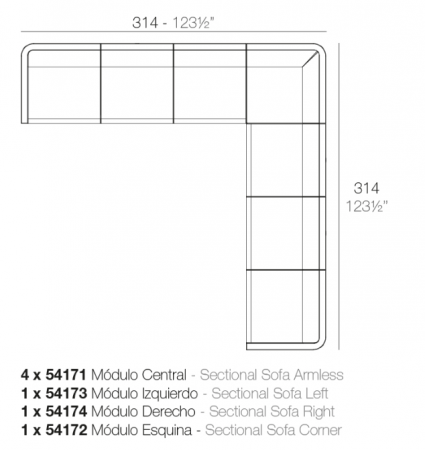 Canapea modulara premium Ulm pentru exterior, 314x164 cm, ULM MODULAR - Vondom [3]