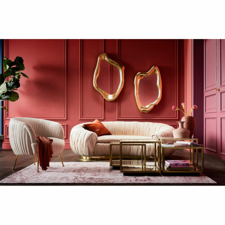 Canapea Perugia 195x119x65 cm, Catifea Țesătură Bej - Kare Design [5]