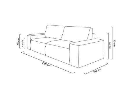 Canapea Pillow 255x102x90 cm, Țesătură Sztruksowa Poso 38 Bej Deschis - King Home [21]