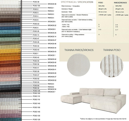Canapea Pillow 255x102x90 cm, Țesătură Sztruksowa Poso 38 Bej Deschis - King Home [14]