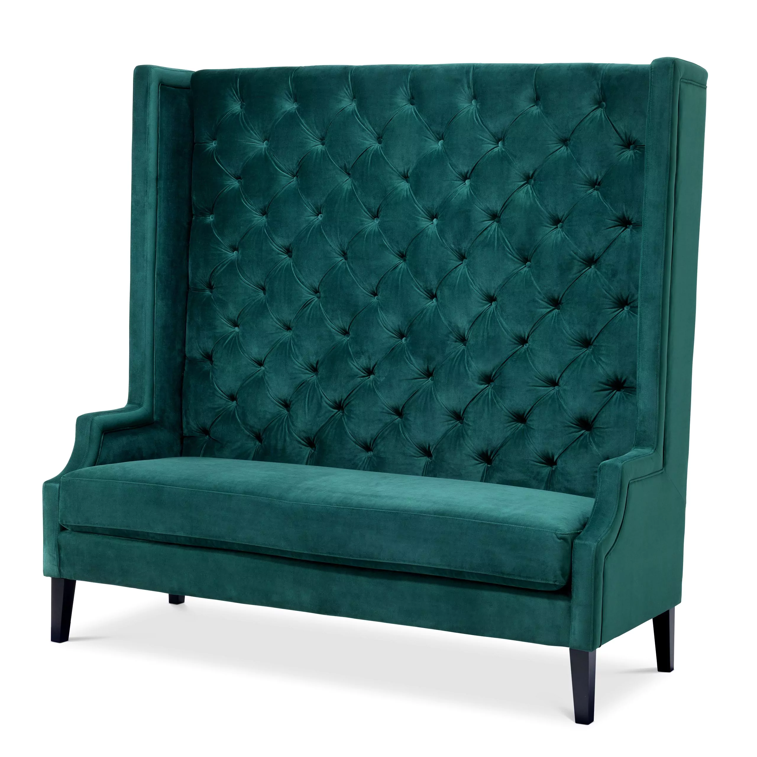 Canapele - Canapea Spectator, Verde catifea 160x68xh160 cm, picioare negre, cu lemn de pin si arcuri metalice | Eichholtz - 113421