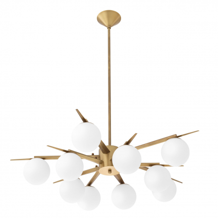 Lustre - Candelabru de lux Venezia Ø90 cm alama vintage, 10 globuri albe sticla | Eichholtz - 113073