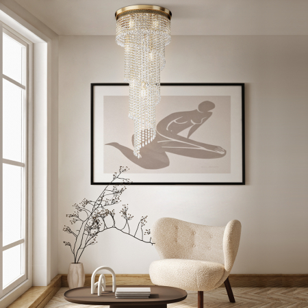 Candelabru Cascade DIA522-CL-12-G, 12xE14, auriu+transparent, IP20, Maytoni [1]