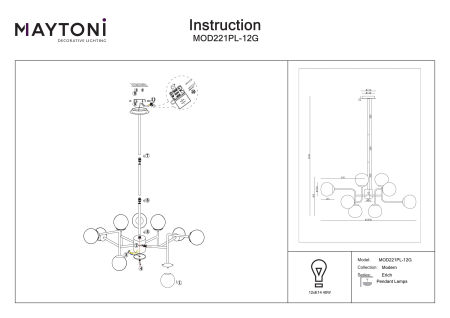 Candelabru Erich, Metal Auriu, 40W, MAYTONI MOD221PL-12G [3]